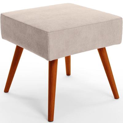 Puff Banqueta Decorativa Com Pés Palito Lívia Suede Bege