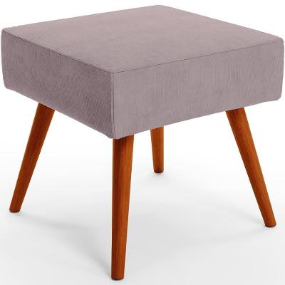 Puff Banqueta Decorativa Com Pés Palito Lívia Suede Rosê
