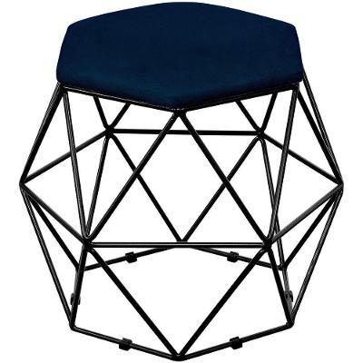 Puff Aramado Preto Six L02 Suede Azul Marinho