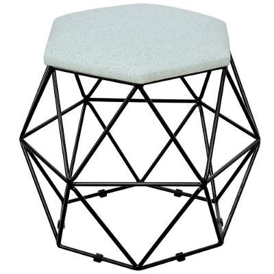 Puff Aramado Preto Six L02 Linho Cinza
