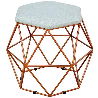 Puff Aramado Bronze Six L02 Linho Cinza