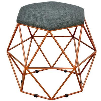 Puff Aramado Bronze Six L02 Linho Chumbo