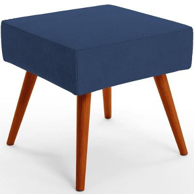 Puff Banqueta Decorativa Com Pés Palito Suede Azul Marinho