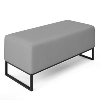 Puff Cléo W01 Base De Ferro 90 Cm Suede Cinza