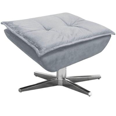 Puff Decorativo Base Giratória Cromada Charger Suede Cinza