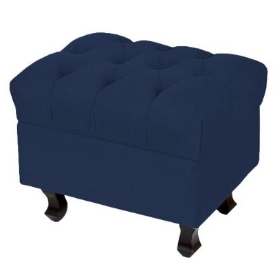 Puff París Luis Xv L02 Capitone Suede Azul Marinho