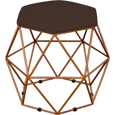 Puff Aramado Bronze Six L02 Suede Marrom
