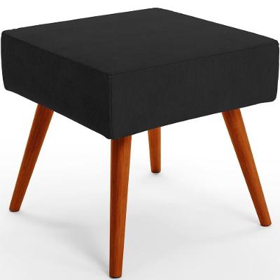 Puff Banqueta Decorativa Com Pés Palito Lívia Suede Preto