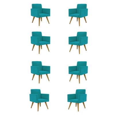 Kit 8 Cadeiras Poltronas Escritório Recepção azul-turquesa
