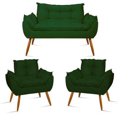 Kit Namoradeira + 2 Poltronas Opala verde