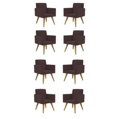 Kit 8 Cadeiras Poltronas Escritório Recepção marrom