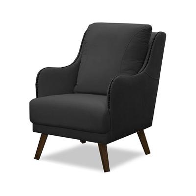 Poltrona Decorativa Catar Com Tachas Veludo Cinza Chumbo