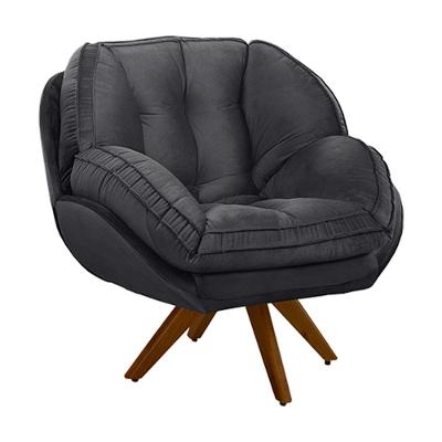 Poltrona Decorativa Giroud Veludo Cinza Chumbo