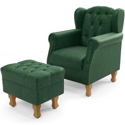 Poltrona Yara P02 Com Puff Paris Facto Verde Musgo