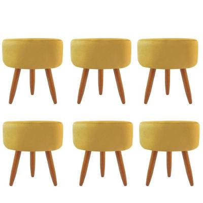 Combo 6 Puffs Redondo Pé Palito Amarelo