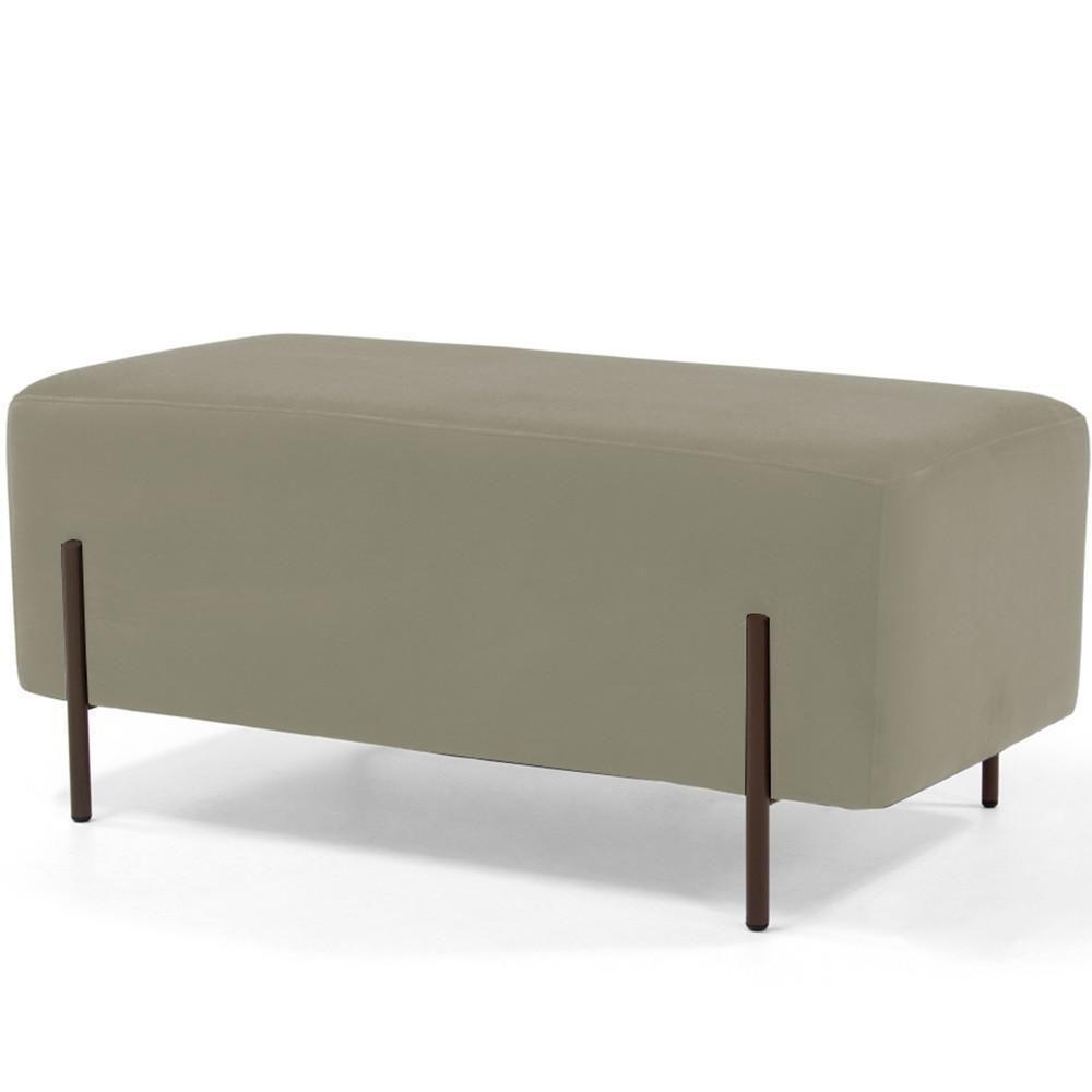 Kit 02 Puffs Retangular 90x45 D02 Veludo Bege C-309 - 5