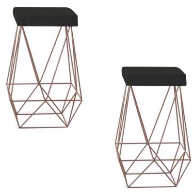Kit 2 Puffs Luci Cor Bronze Assento Preto gatmagazine