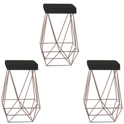 Kit 3 Puffs Luci Cor Bronze Assento Preto gatmagazine