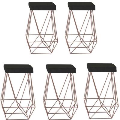 Kit 5 Puffs Luci Bronze Assento Preto