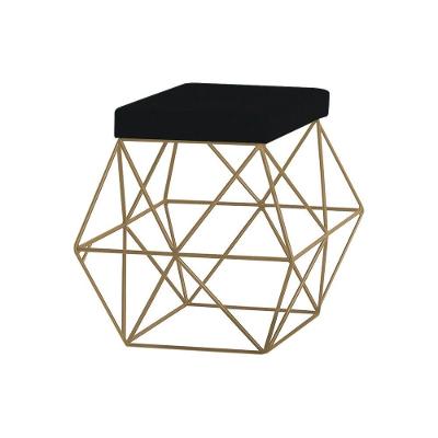 Puff Decorativo Base Gold Trixie Veludo Preto Gran Belo