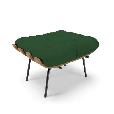 Puff Costela Veludo Verde Base Metálica Preto - D'Rossi