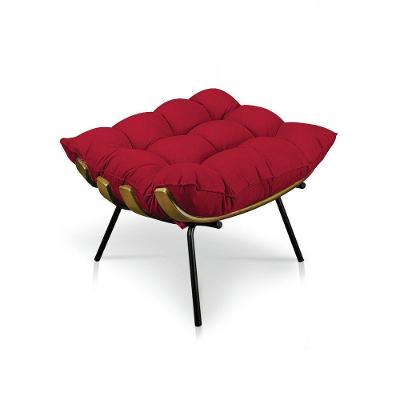 Puff Costela Veludo Base Metálica Pallazio Vermelho