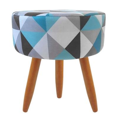 Puff Decorativo Redondo Com Pés Palito Azul