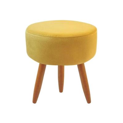 Puff Decorativo Redondo Com Pés Palito Amarelo