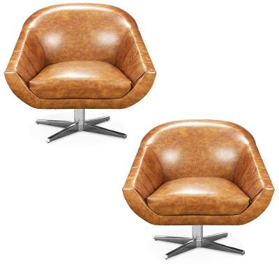 Kit 02 Poltronas Giratória Giovana Corano Nozes Base Cromada