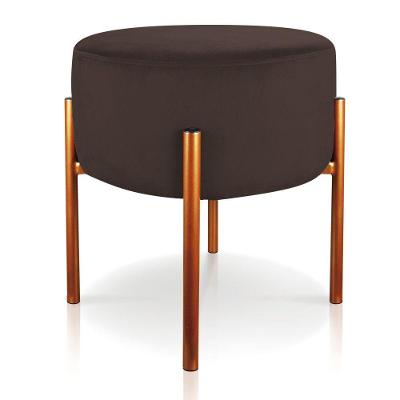 Puff Iron Suede Base Cobre Palito Marrom