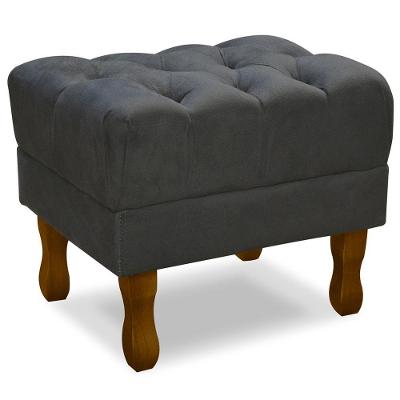 Puff Puf Retro Capitone 55X44Cm Suede Cinza Escuro Mpassos Cinza Escuro
