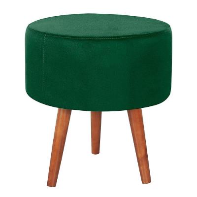 Puff Puf Redondo Pes Palito 44x40cm Suede Verde Mpassos Verde
