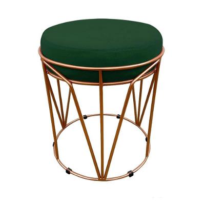Puff Multiuso Com Mesa 2 Em 1 Suede Verde Base Cobre