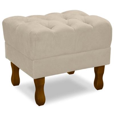 Puff Puf Retro Capitone 55X44Cm Suede Bege Mpassos Bege