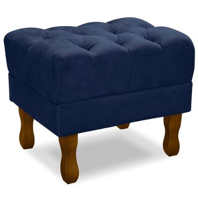 Puff Puf Retro Capitone 55X44Cm Suede Azul Marinho Mpassos Azul Marinho