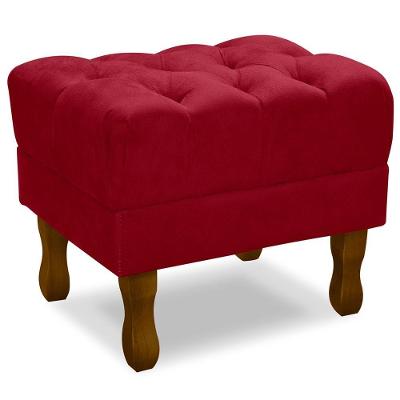 Puff Puf Retro Capitone 55X44Cm Suede Vermelho Mpassos Vermelho