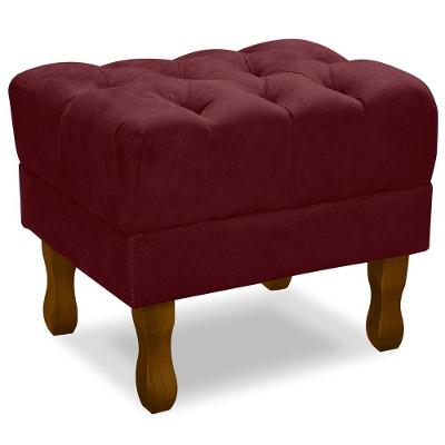 Puff Puf Retro Capitone 55X44Cm Suede Bordo Mpassos Bordo