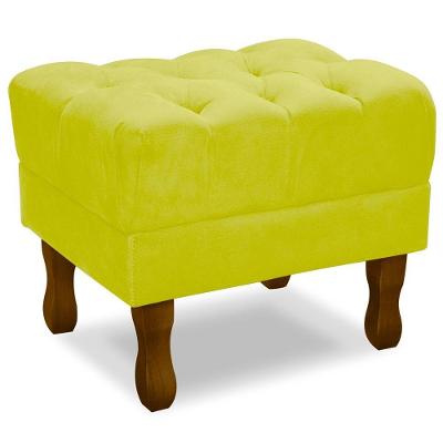 Puff Puf Retro Capitone 55X44Cm Suede Amarelo Mpassos Amarelo