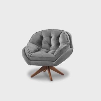Poltrona Decorativa Luxo Califórnia Com Base Giratória Suede