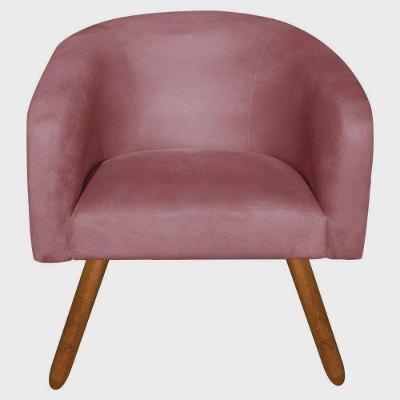 Poltrona Decorativa Stella Em Suede Com Pés Palito