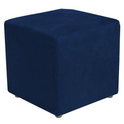 Puff Quadrado L02 Suede Azul Marinho