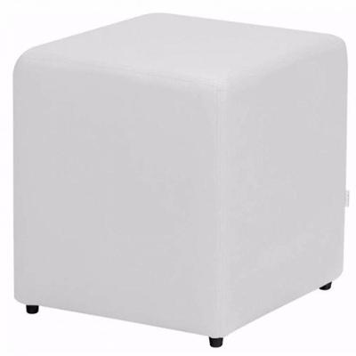 Puff Quadrado Corino Branco Nay Estofados
