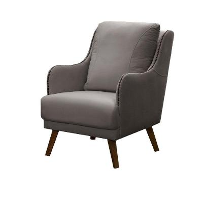 Poltrona Decorativa Catar Com Tachas Suede Cinza - Gran Belo