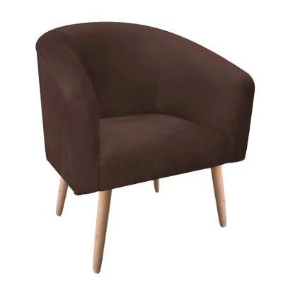 Poltrona Decorativa Stella Em Suede Com Pés Palito