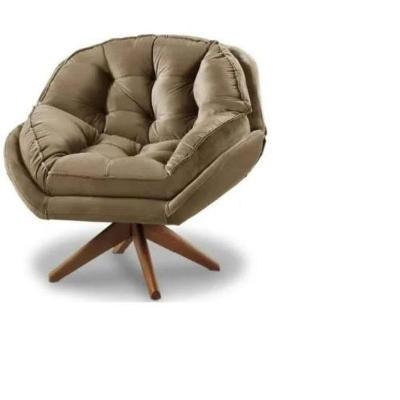 Poltrona Decorativa Luxo Califórnia Com Base Giratória Suede