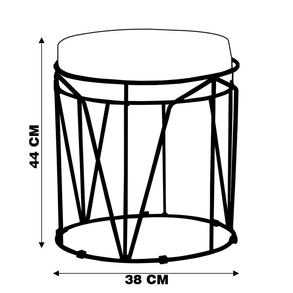 Puff Sala de Estar Base Preto Chloe Suede Rosa Gran Belo - 3