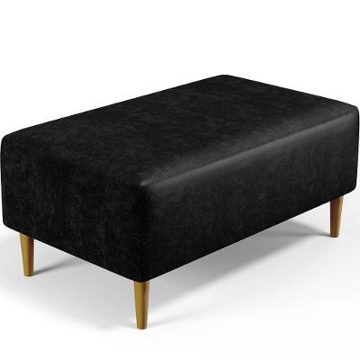 Puff Sala De Estar Cléo Pés Palito 90 Cm Couríssimo Preto