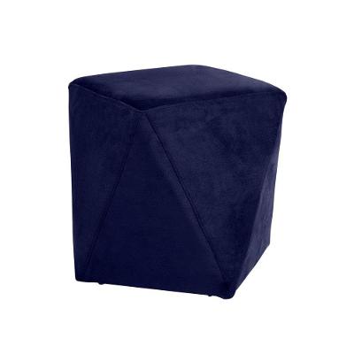 Puff Sala de Estar Blois Veludo Azul Bic Gran Belo