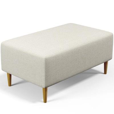 Puff Sala De Estar Cléo Pés Palito 90 Cm Linho Champagne