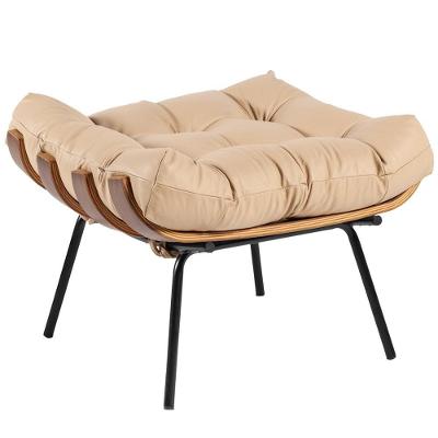 Puff Sala De Estar Costela L04 Couro Bege
